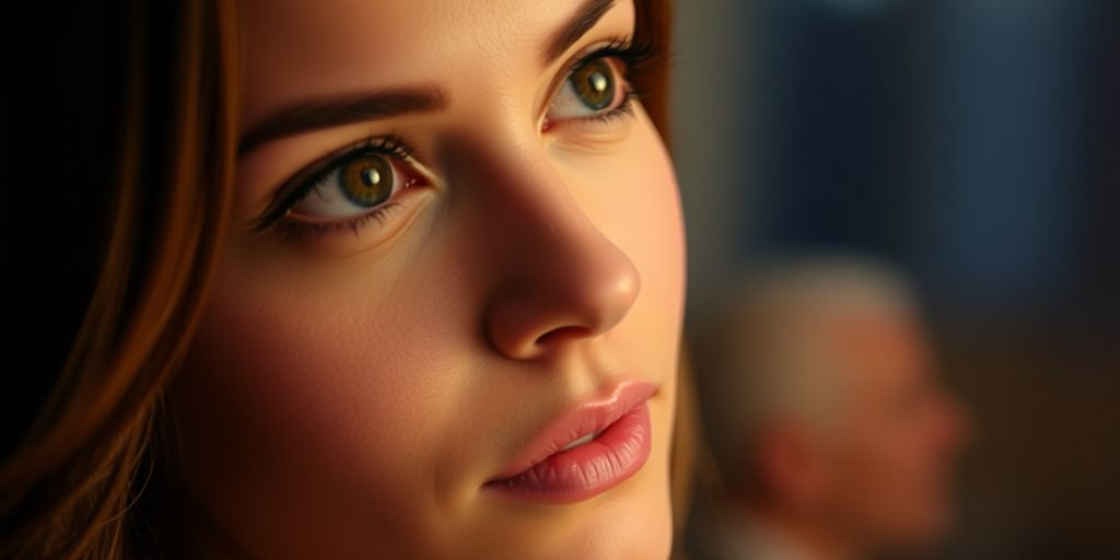 Mujer pensativa con expresión de deseo en el rostro.