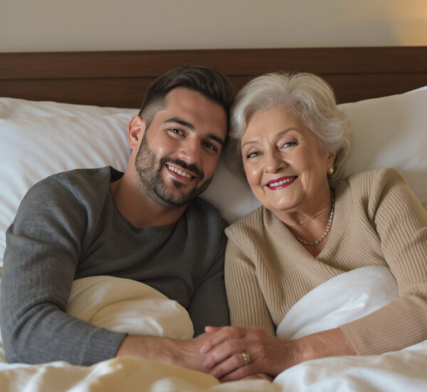Mujer de 80 años disfrutando la intimidad.