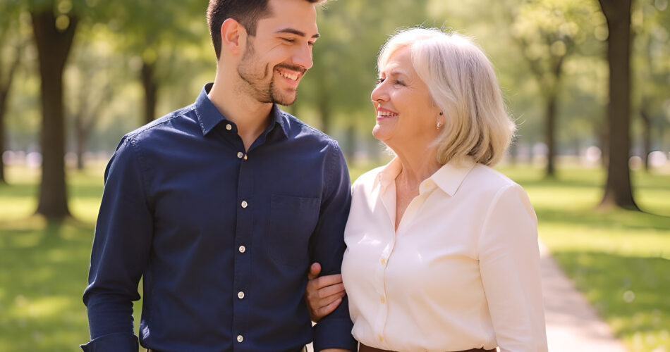 Mujer pensativa mirando a su pareja, simbolizando la atracción y las diferencias de edad en el amor