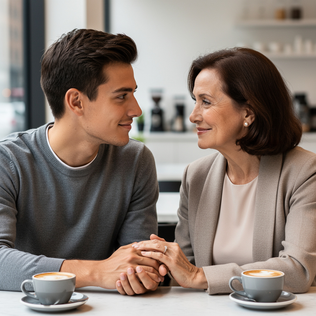 hombre joven mujer mayor amor