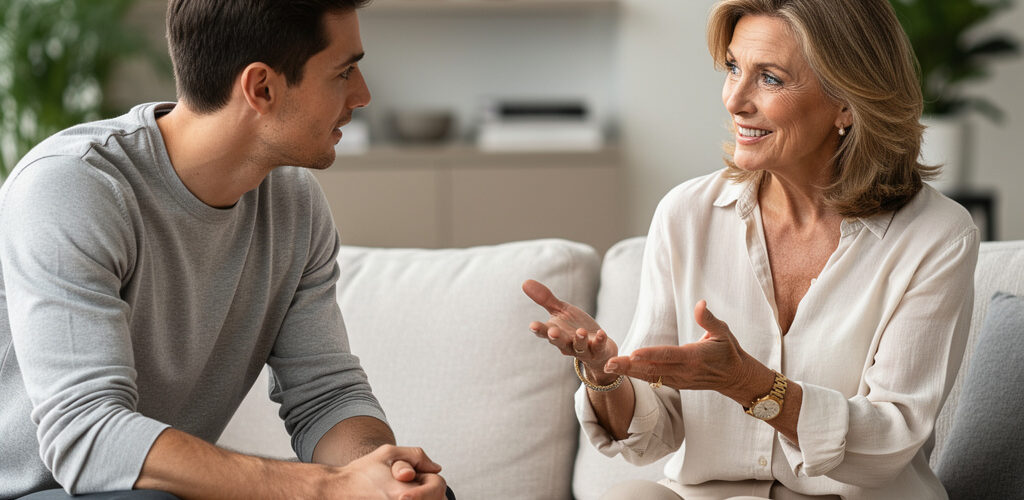 hombre joven mujer mayor psicologia