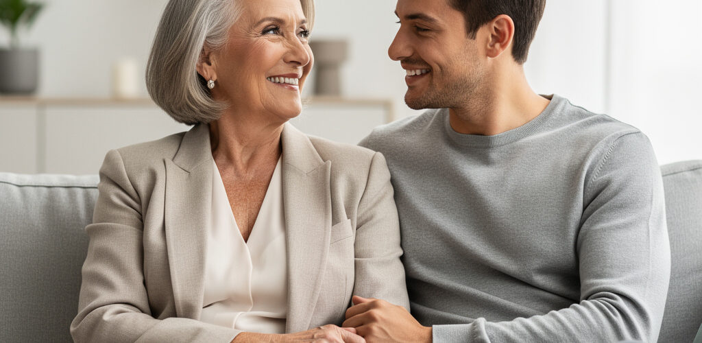 mujer mayor joven amor