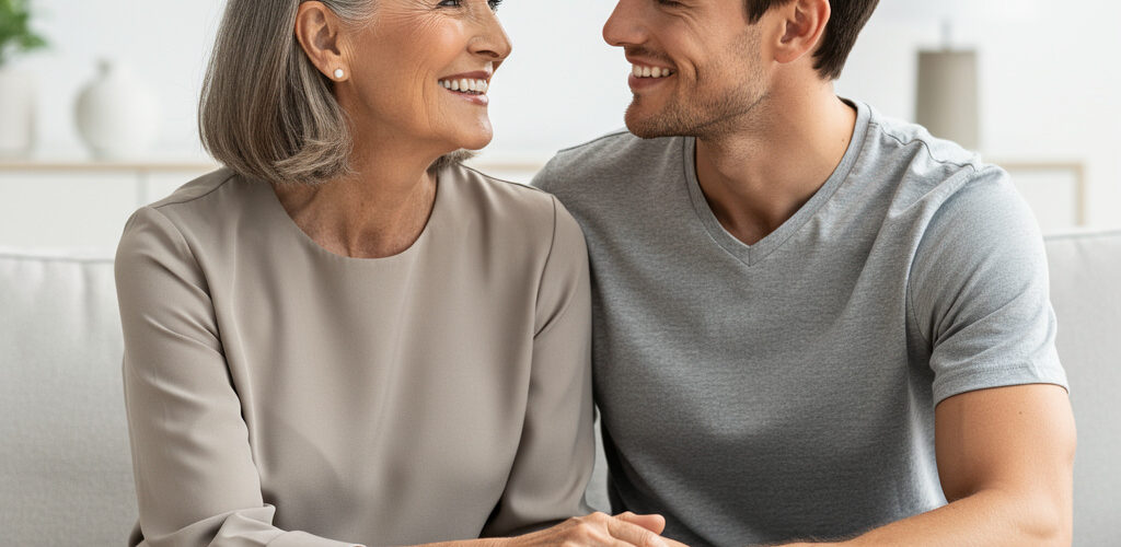 mujer mayor joven enamora