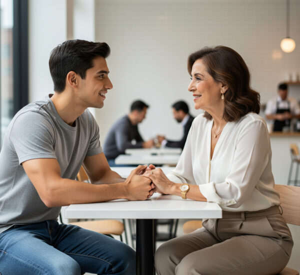 hombre joven mujer mayor amor