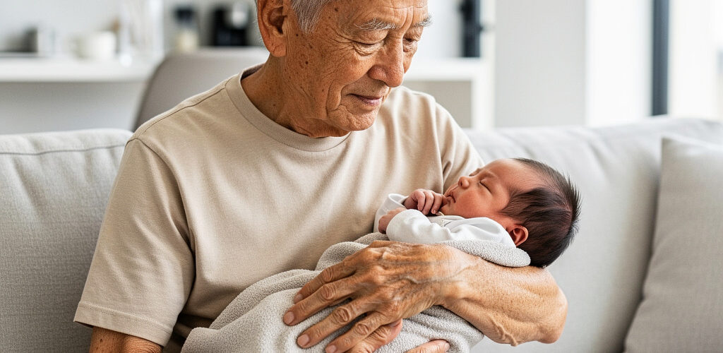 hombre mayor, padre, paternidad