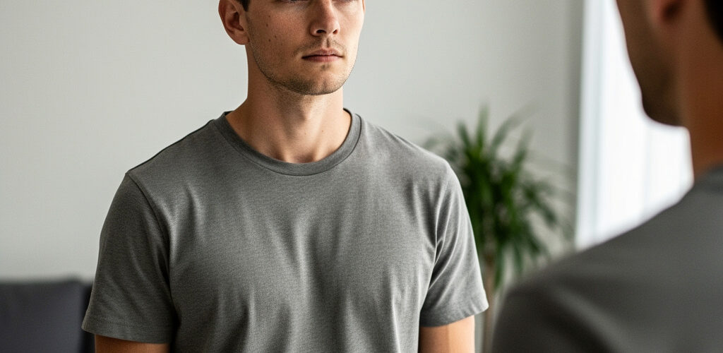 hombre mira en silencio