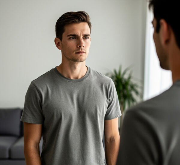 hombre mira en silencio