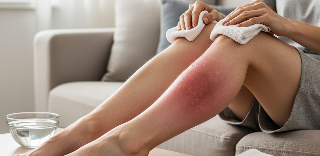 Piernas hinchadas por golpe