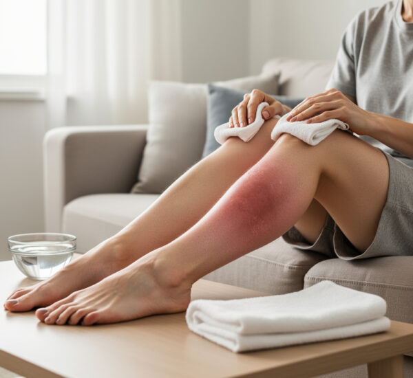 Piernas hinchadas por golpe