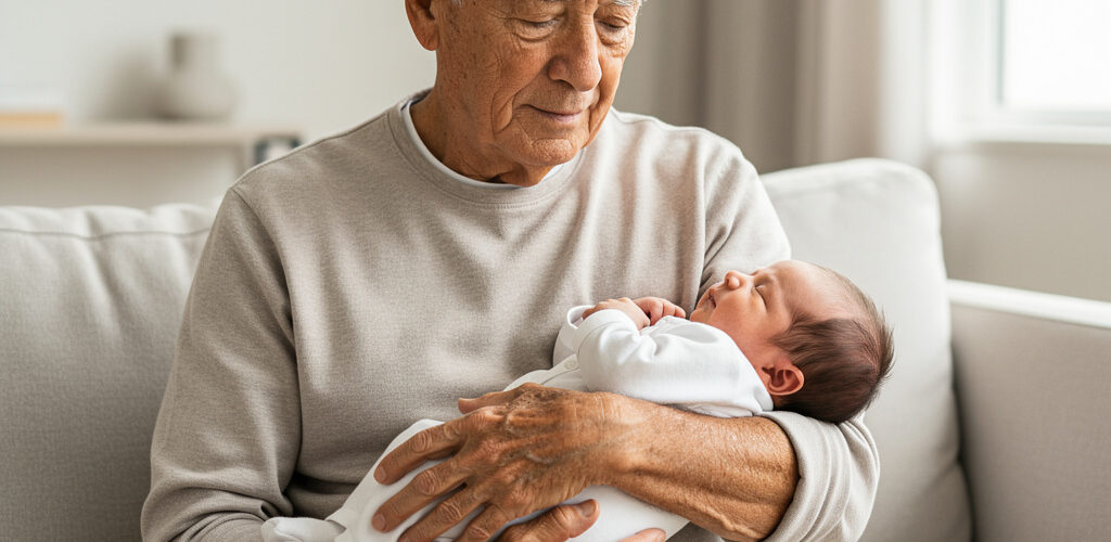 hombre 75 años bebé